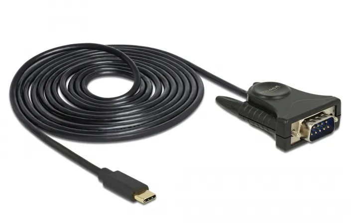 De-Lock USB-C – RS-232 - adapter, Svart