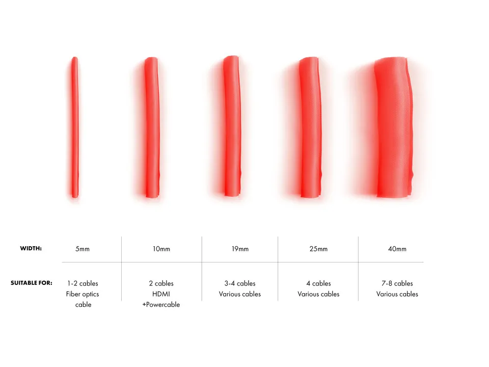 M Universal Cable Sock Self Wrapping 19mm Red 25m