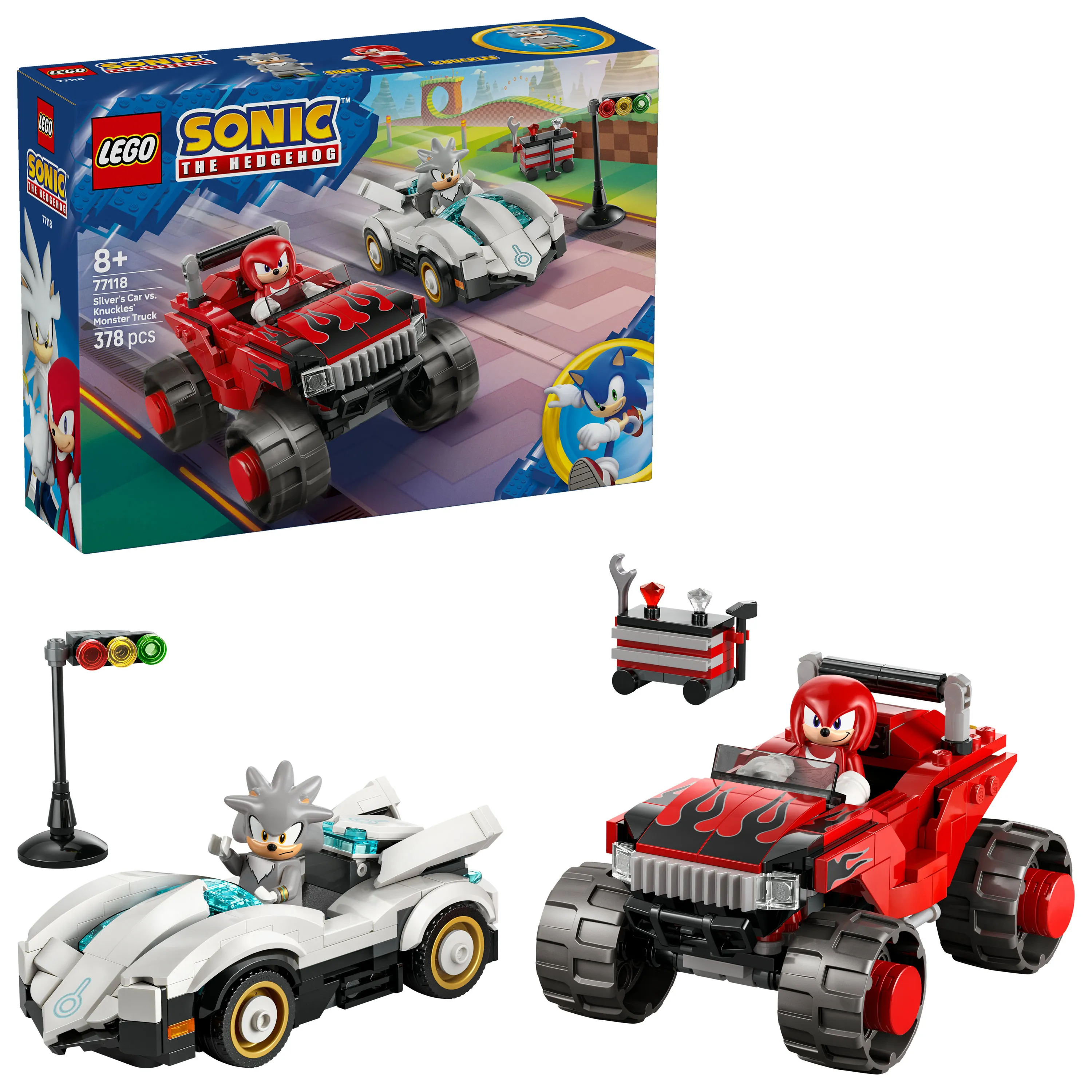 LEGO Sonic the Hedgehog Silverin auto vastaan Knucklesin monsteriauto 77118