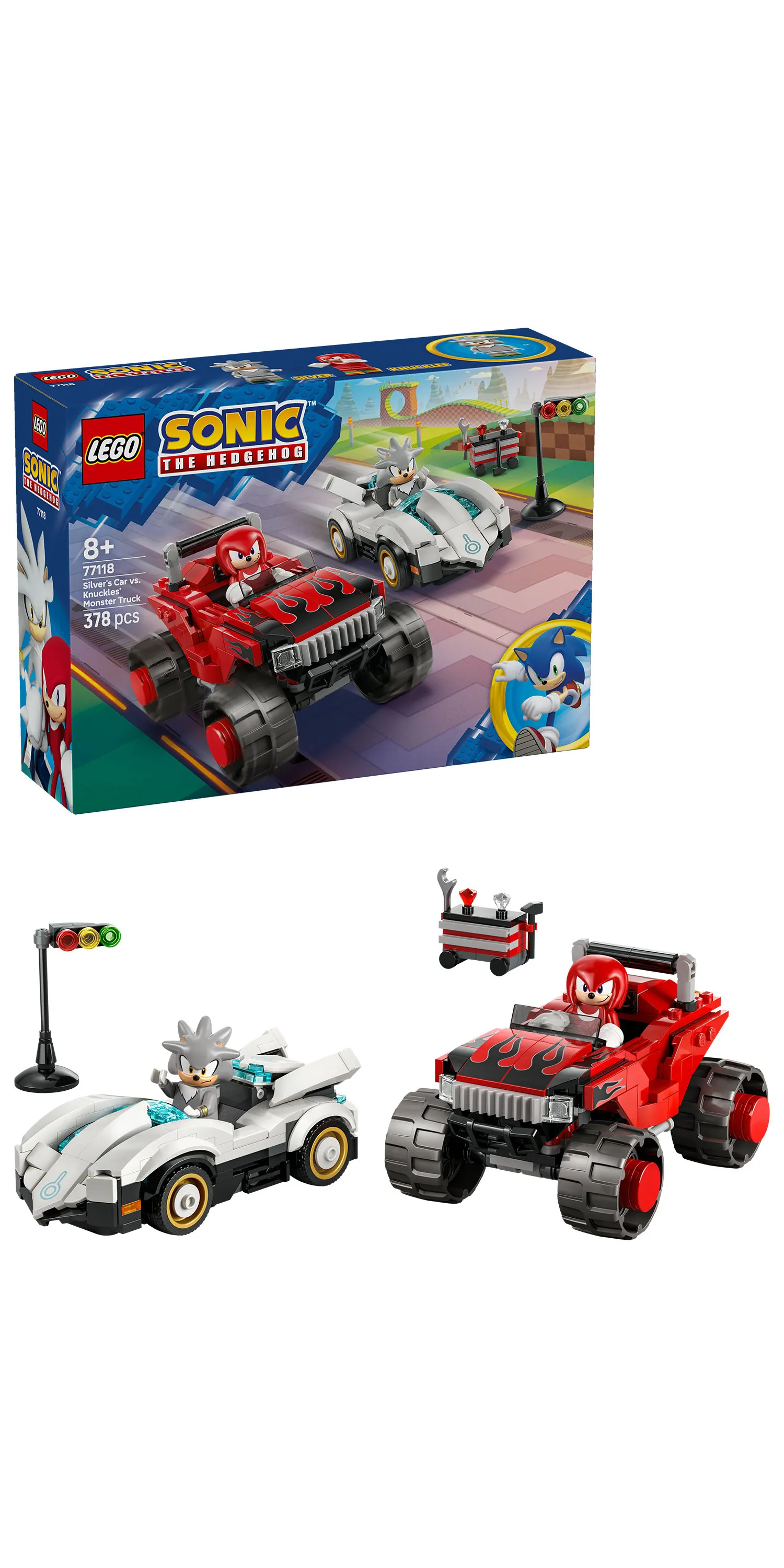LEGO Sonic the Hedgehog Silverin auto vastaan Knucklesin monsteriauto 77118