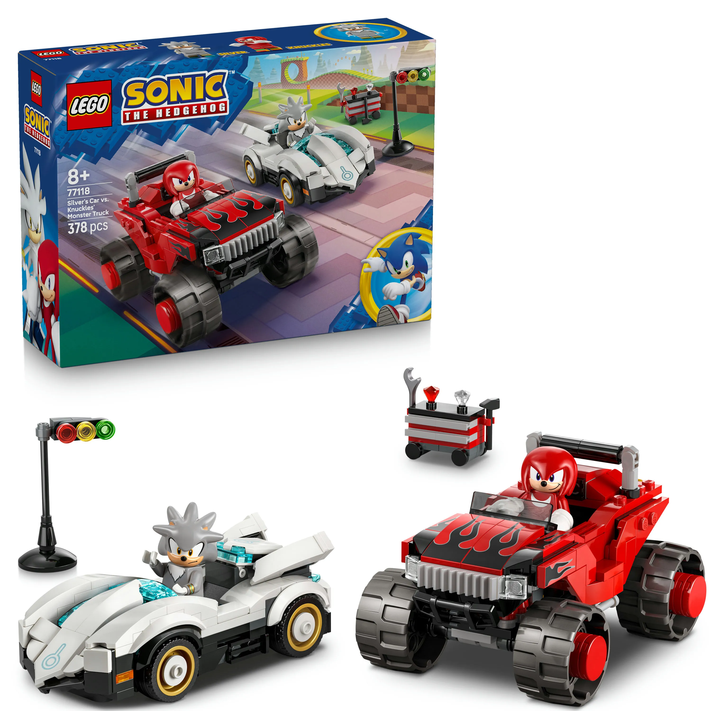 LEGO Sonic the Hedgehog Silverin auto vastaan Knucklesin monsteriauto 77118