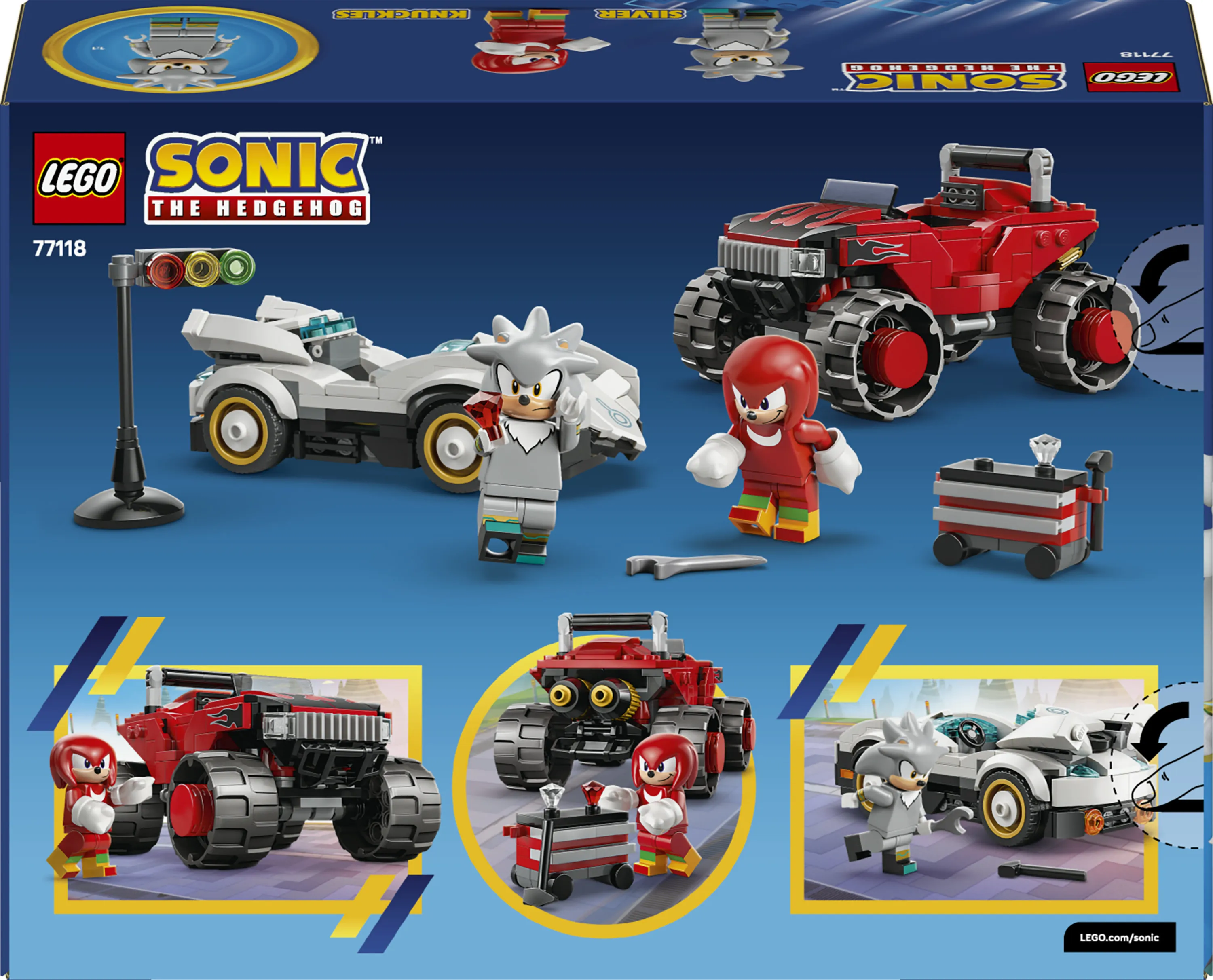 LEGO Sonic the Hedgehog Silverin auto vastaan Knucklesin monsteriauto 77118