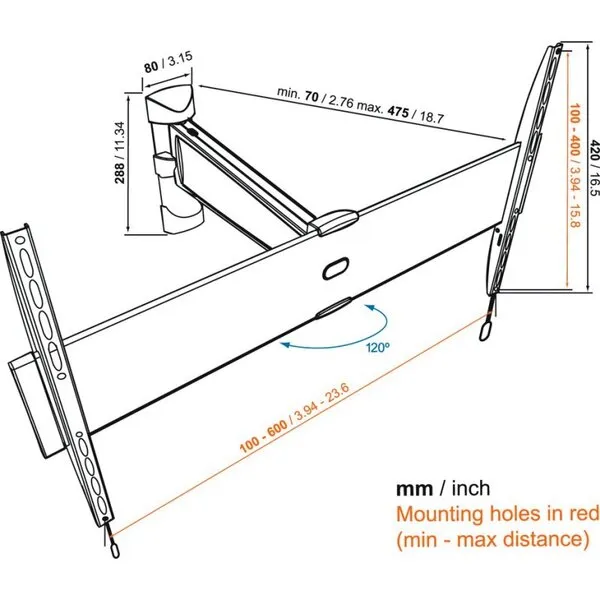 Vogel's BASE 25L Sein&auml;teline Turn 120&deg;, 40-65"