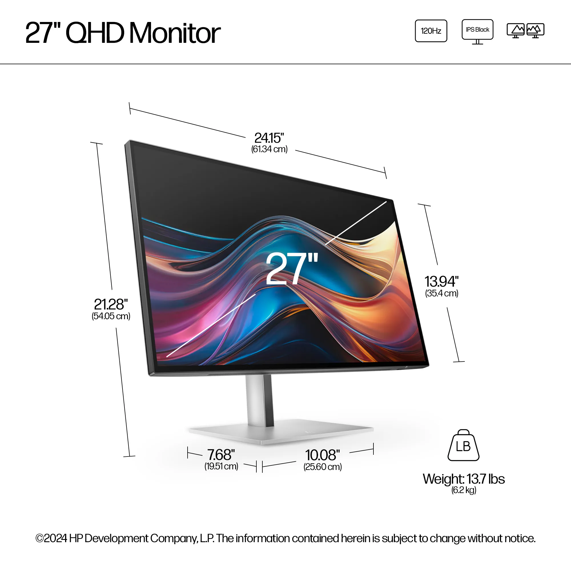 HP Series 7 Pro 727pq 27" QHD, IPS Monitor