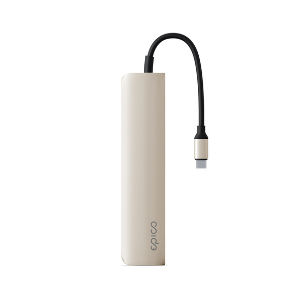 Epico 6in1 Aluminium Hub 100W USB-C PD, 2 × USB-A, HDMI, SD/Micro SD Card Slot 8K with USB-C Connector, Starlight Color