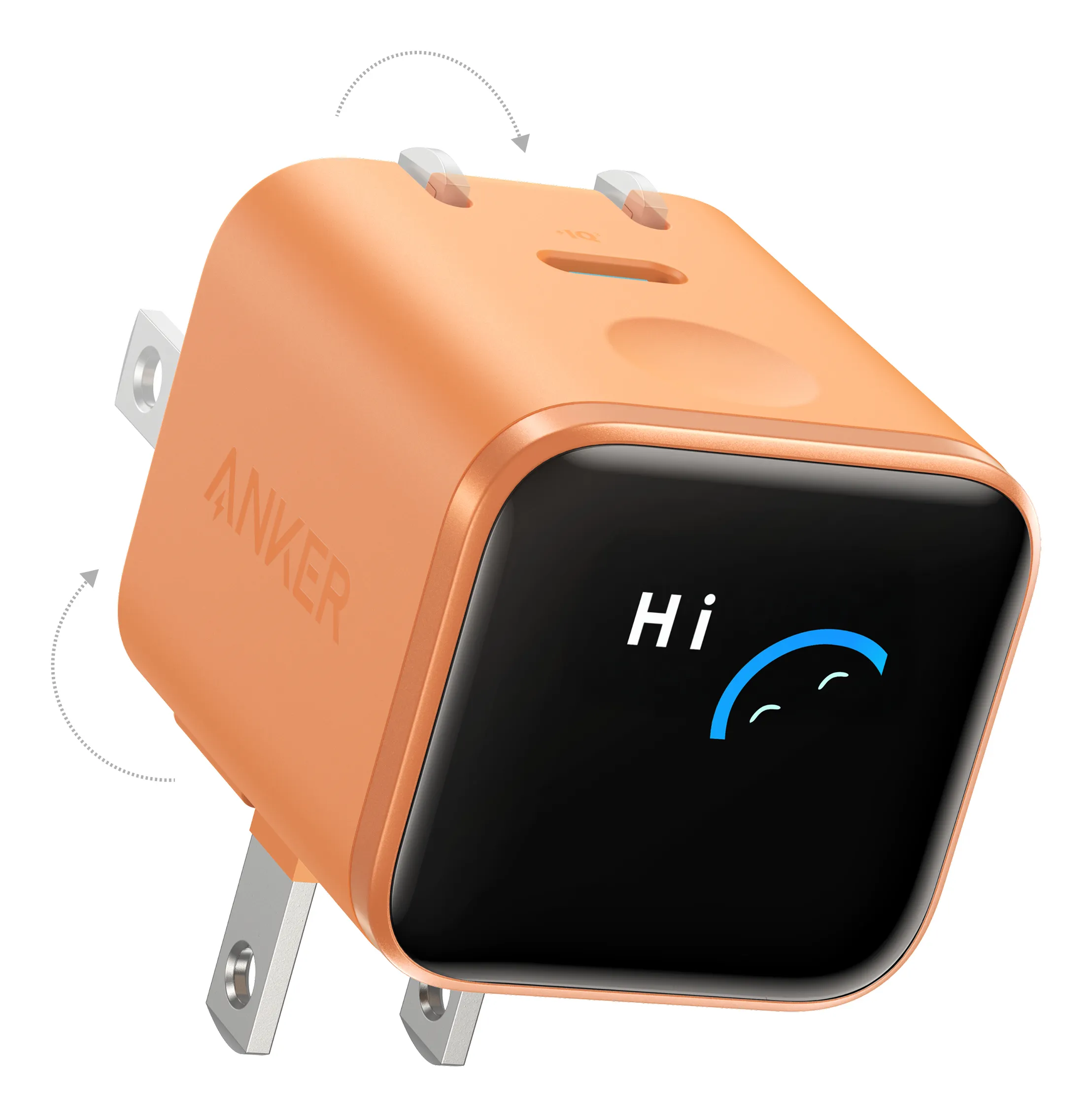 Anker Nano Charger 45W Smart Display - Sein&auml;laturi, oranssi