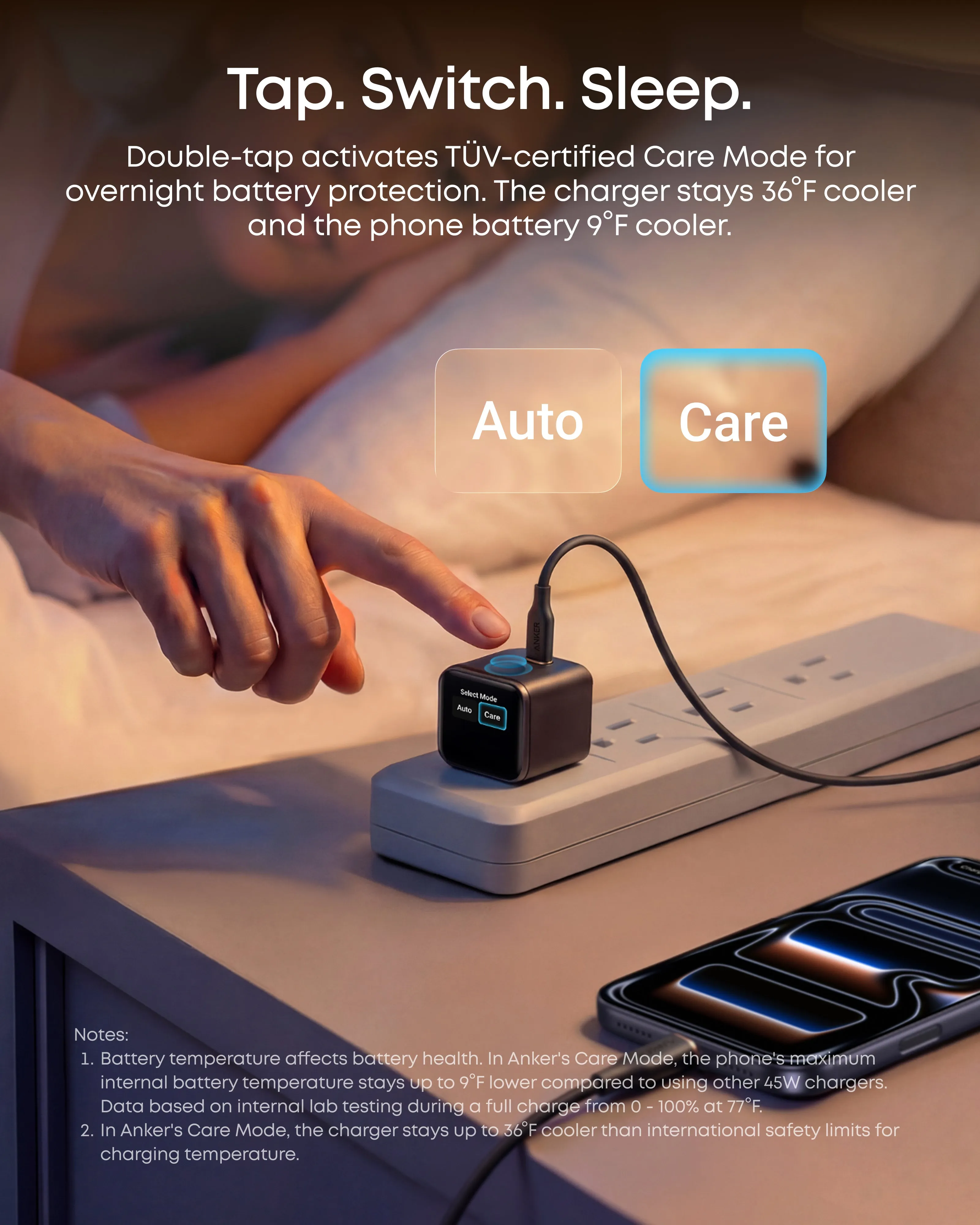 Anker Nano Charger 45W Smart Display - Sein&auml;laturi, oranssi