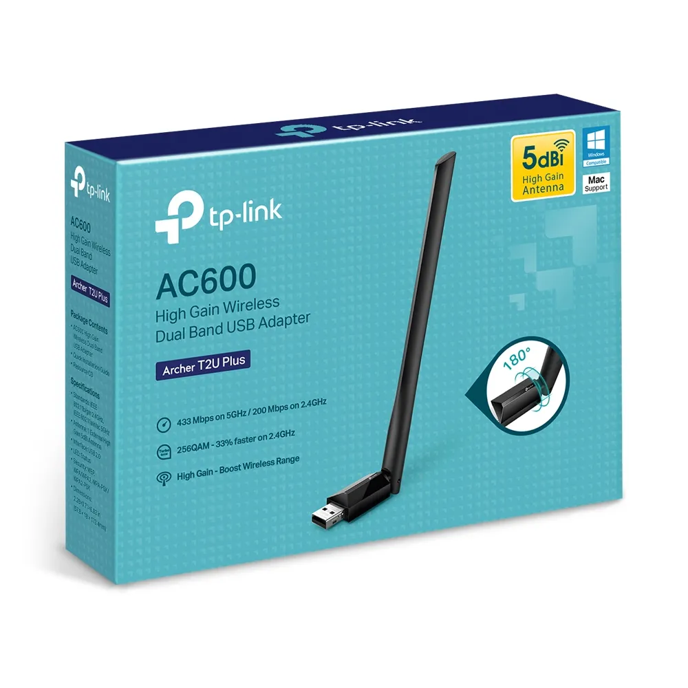 TP-Link AC600 High Gain Wi-Fi Dual Band USB Adapter,433Mbps at 5GHz + 200Mbps