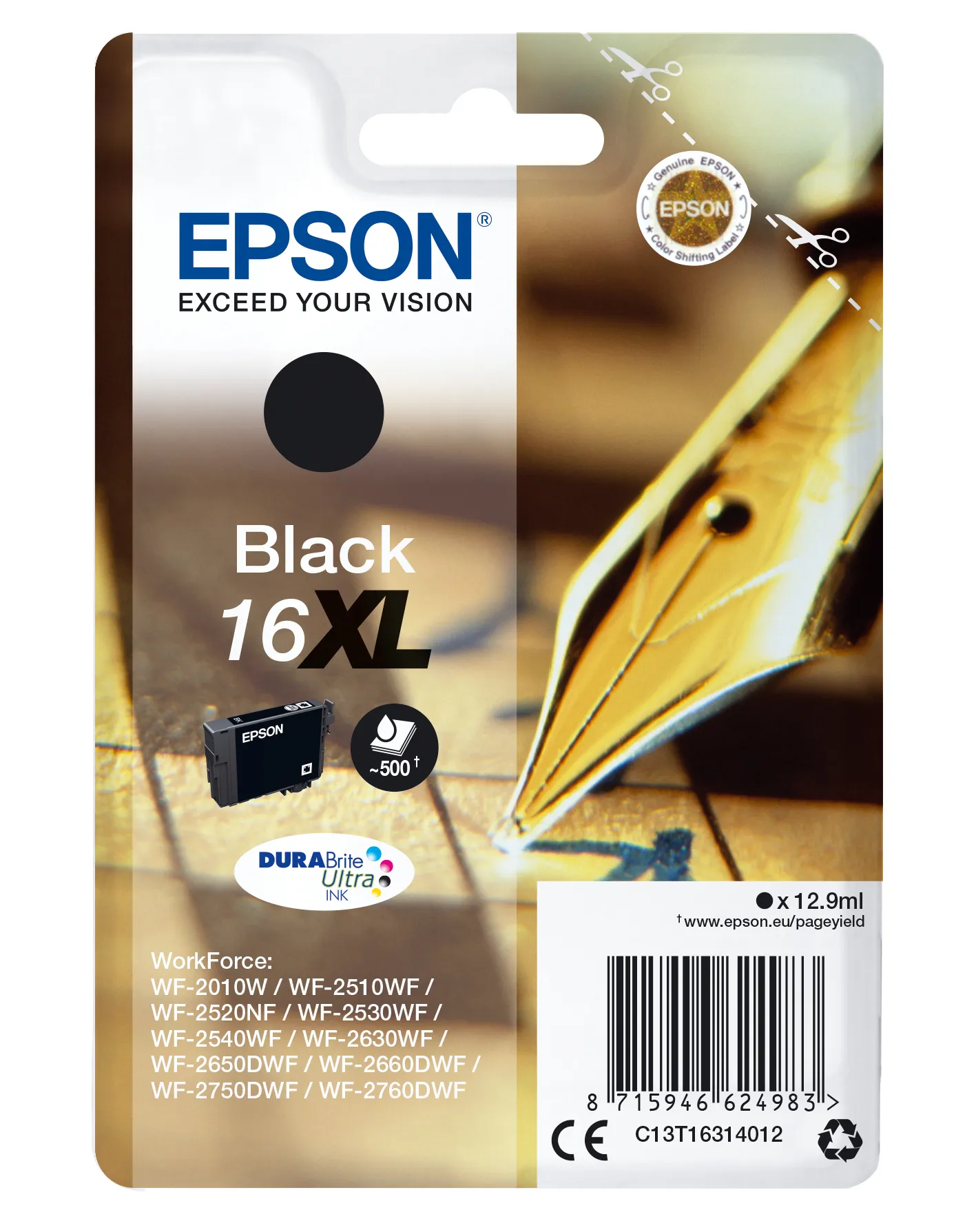 Epson 16XL ink cartridge, 12.9 ml, Black