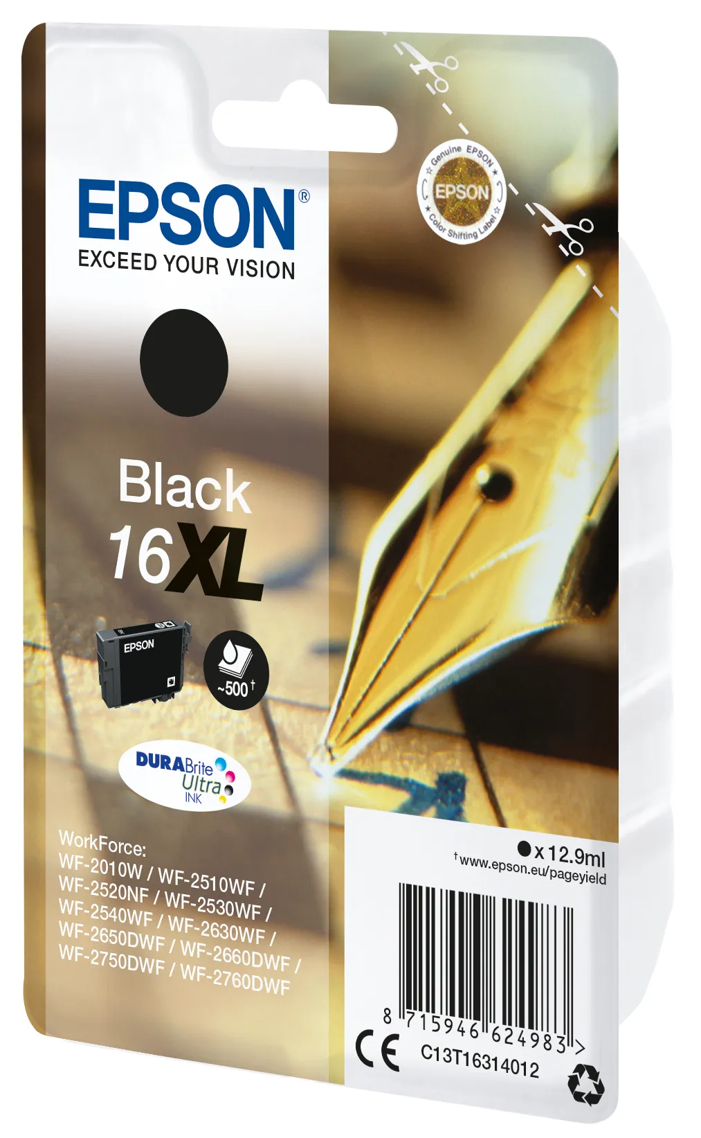 Epson 16XL ink cartridge, 12.9 ml, Black