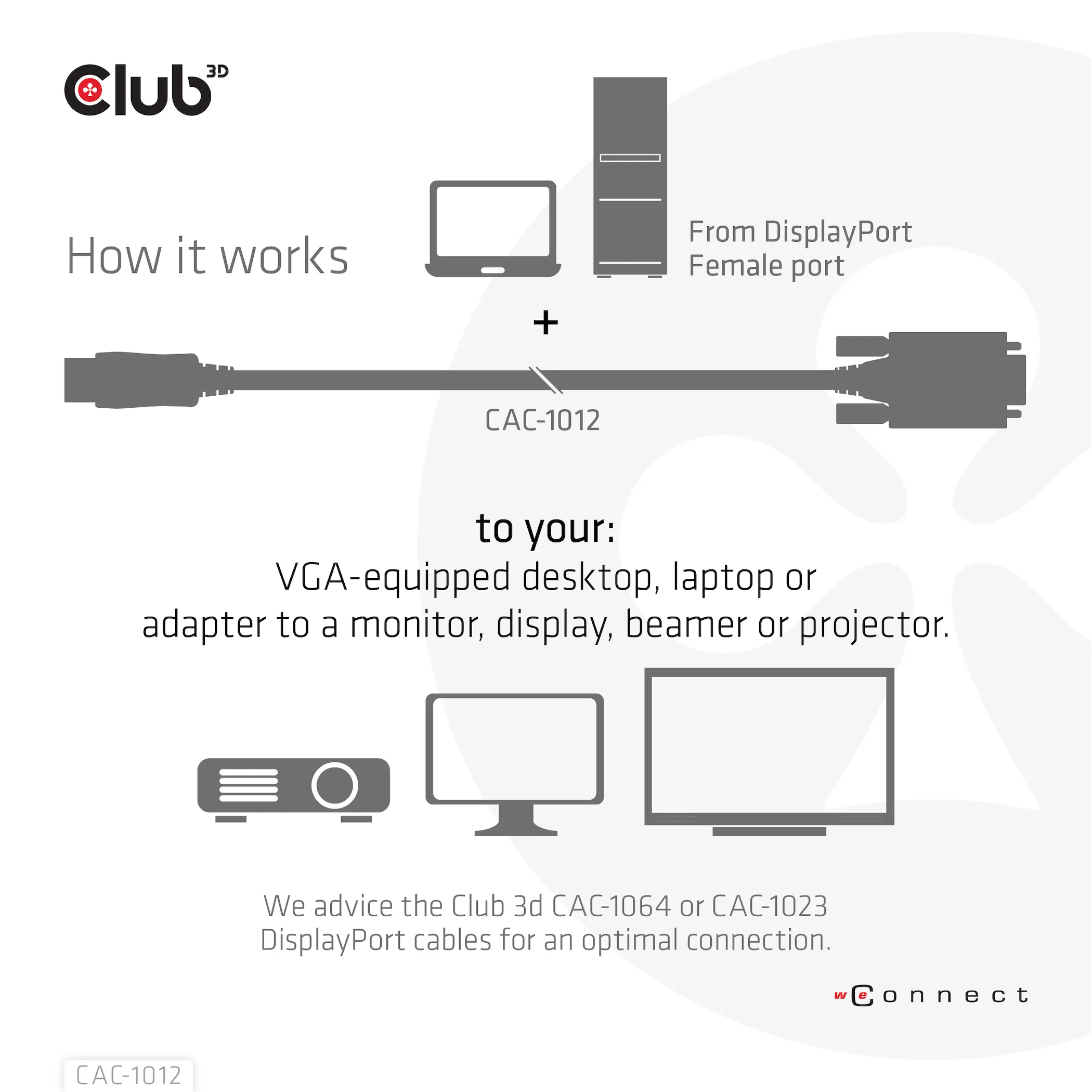 Club 3D DisplayPort - VGA - adapter, Black, 2m Club 3D DisplayPort - VGA - adapter, Black, 2m