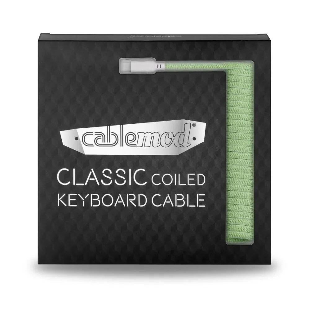 CableMod Classic Coiled Keyboard Cable, USB A -&gt; USB Type C, 150cm, Lime sorbet