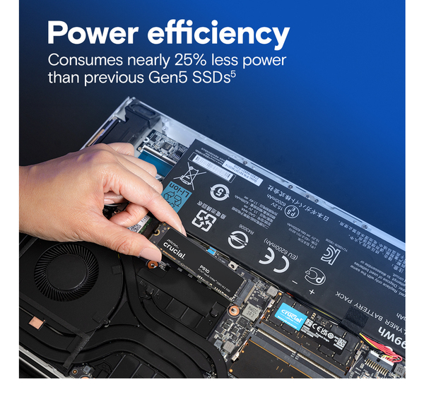 Crucial® P510 1TB PCIe Gen5 NVMe 2280 M.2 SSD NVMe M.2