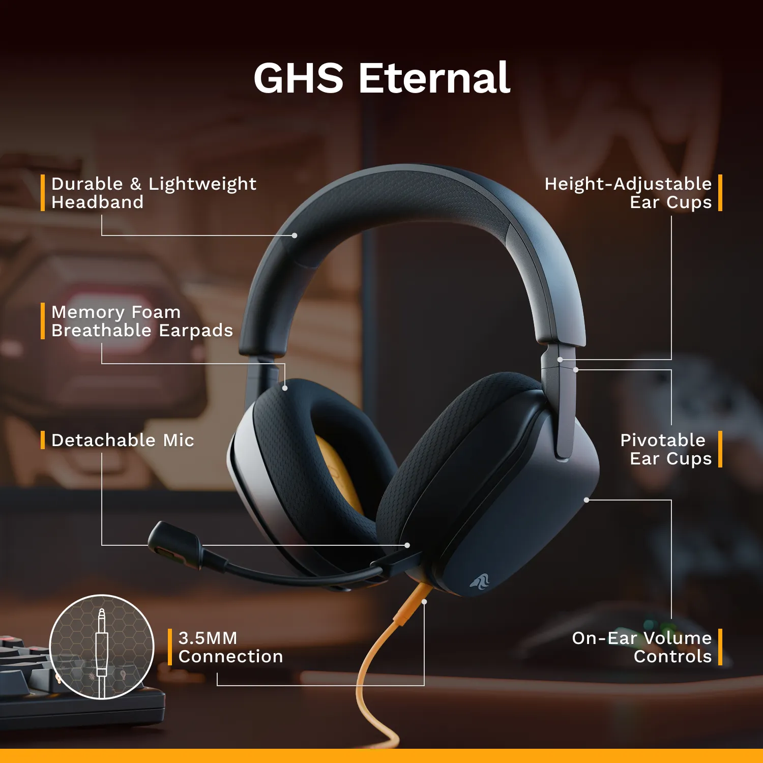 Glorious GHS Eternal -pelikuulokemikrofoni, musta