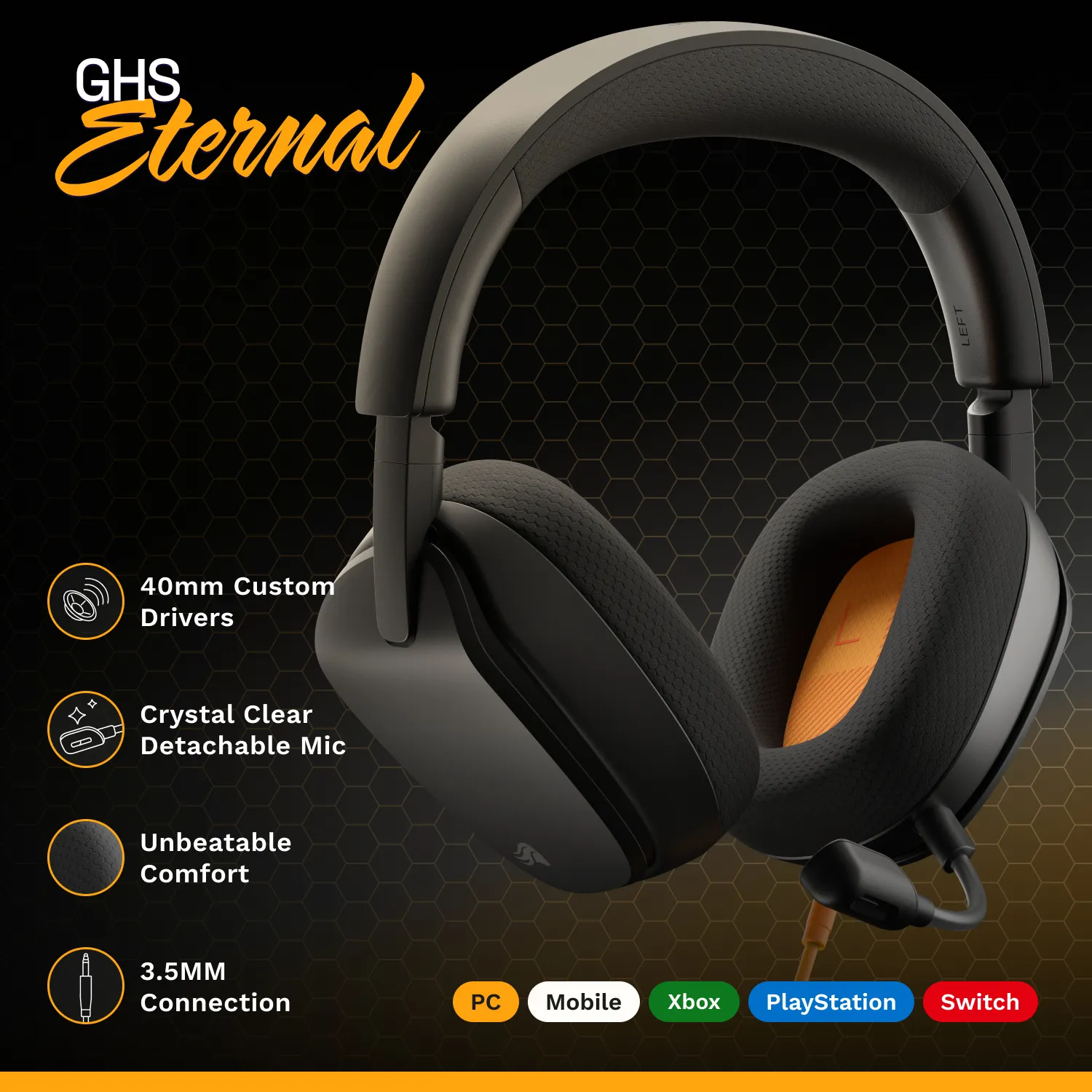 Glorious GHS Eternal -pelikuulokemikrofoni, musta
