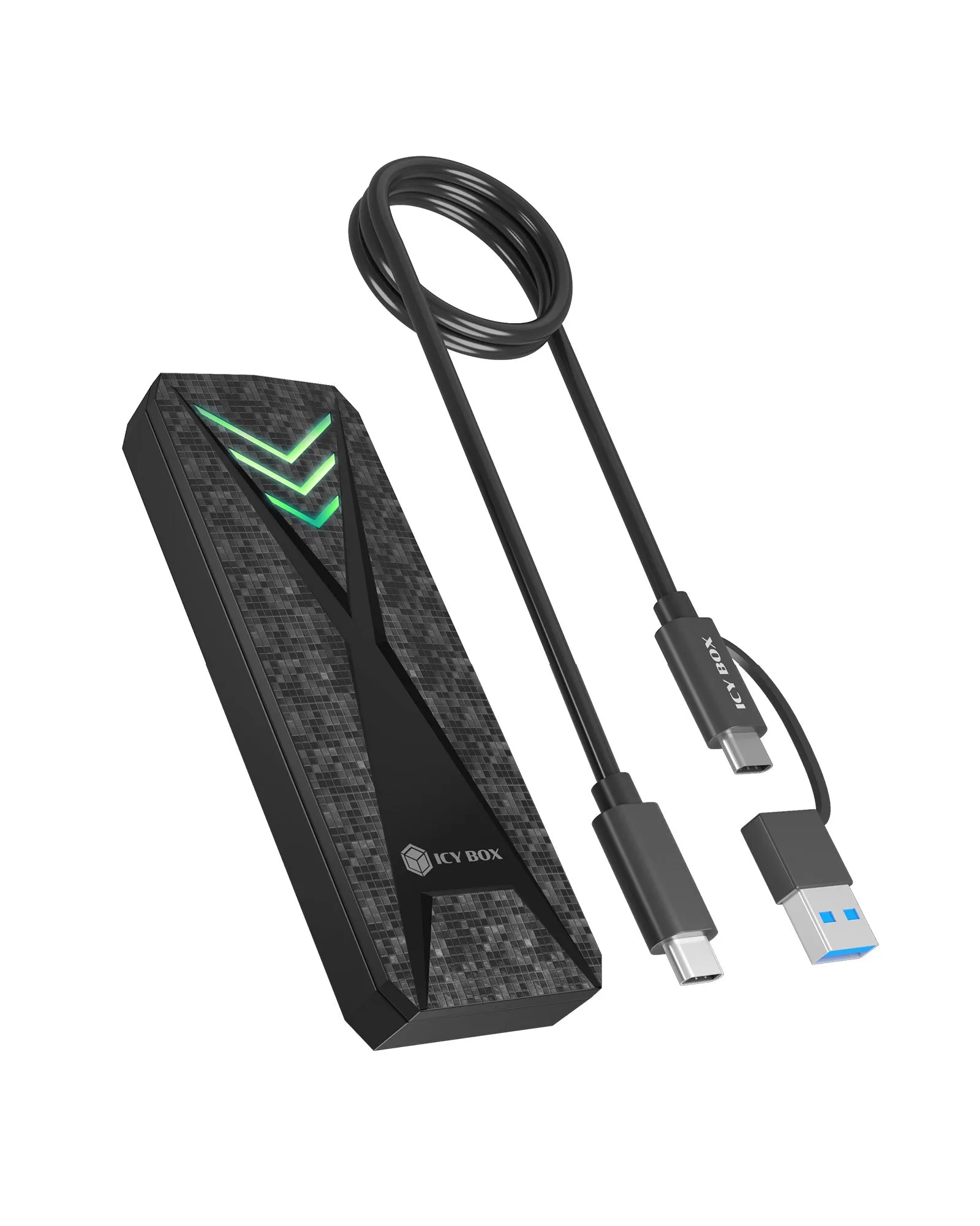 ICY BOX IB-1805ML-CU31 M.2 NVMe SSD -kotelo, 1-paikkainen, USB 3.2 Gen 2, USB-C, musta