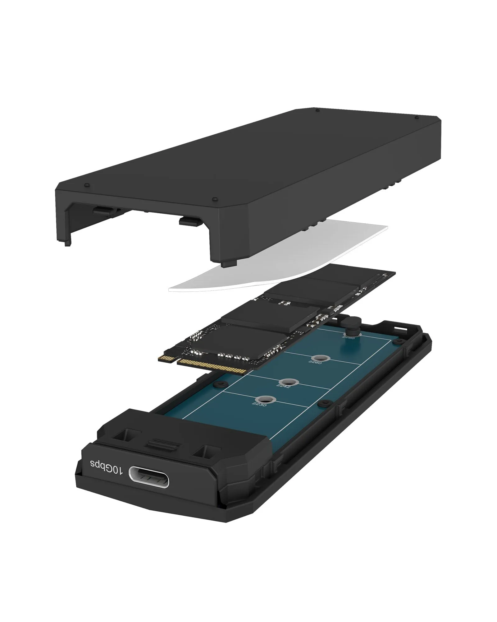 ICY BOX IB-1805ML-CU31 M.2 NVMe SSD -kotelo, 1-paikkainen, USB 3.2 Gen 2, USB-C, musta