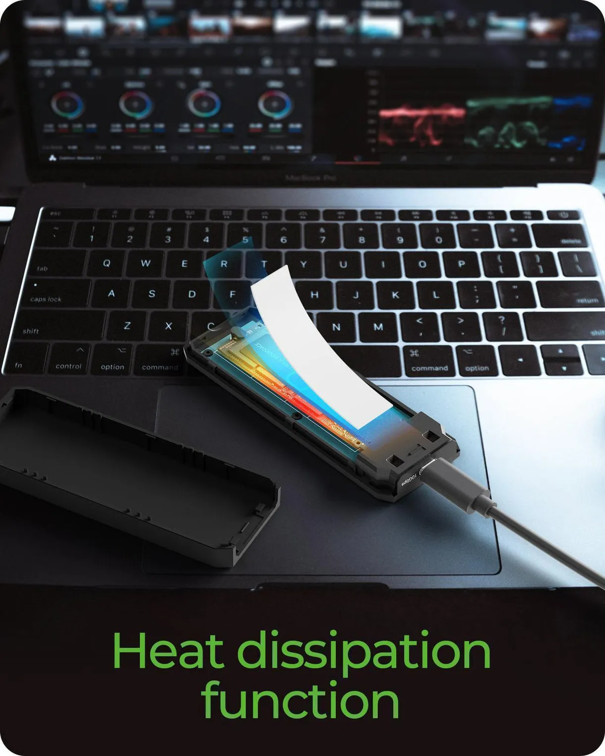 ICY BOX IB-1805ML-CU31 M.2 NVMe SSD -kotelo, 1-paikkainen, USB 3.2 Gen 2, USB-C, musta