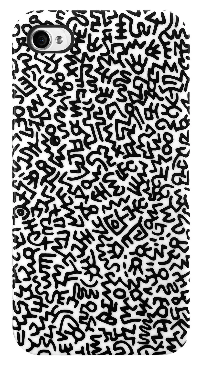 Keith Haring iPhone 4/4S Rubber Case, Graffiti pattern black