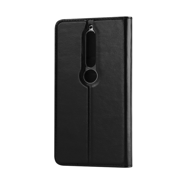 WAVE Book case kotelo RFID -suojauksella. Musta t&auml;sm&auml;istuva kotelo Nokia 6 2018. Kelkka l&auml;pin&auml;kyv&auml;. Kirjamalli. Paikat my&ouml;s maksukorteille. Materiaali laadukast