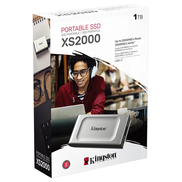 Kingston XS2000 1TB USB-C - External SSD, Black/Silver