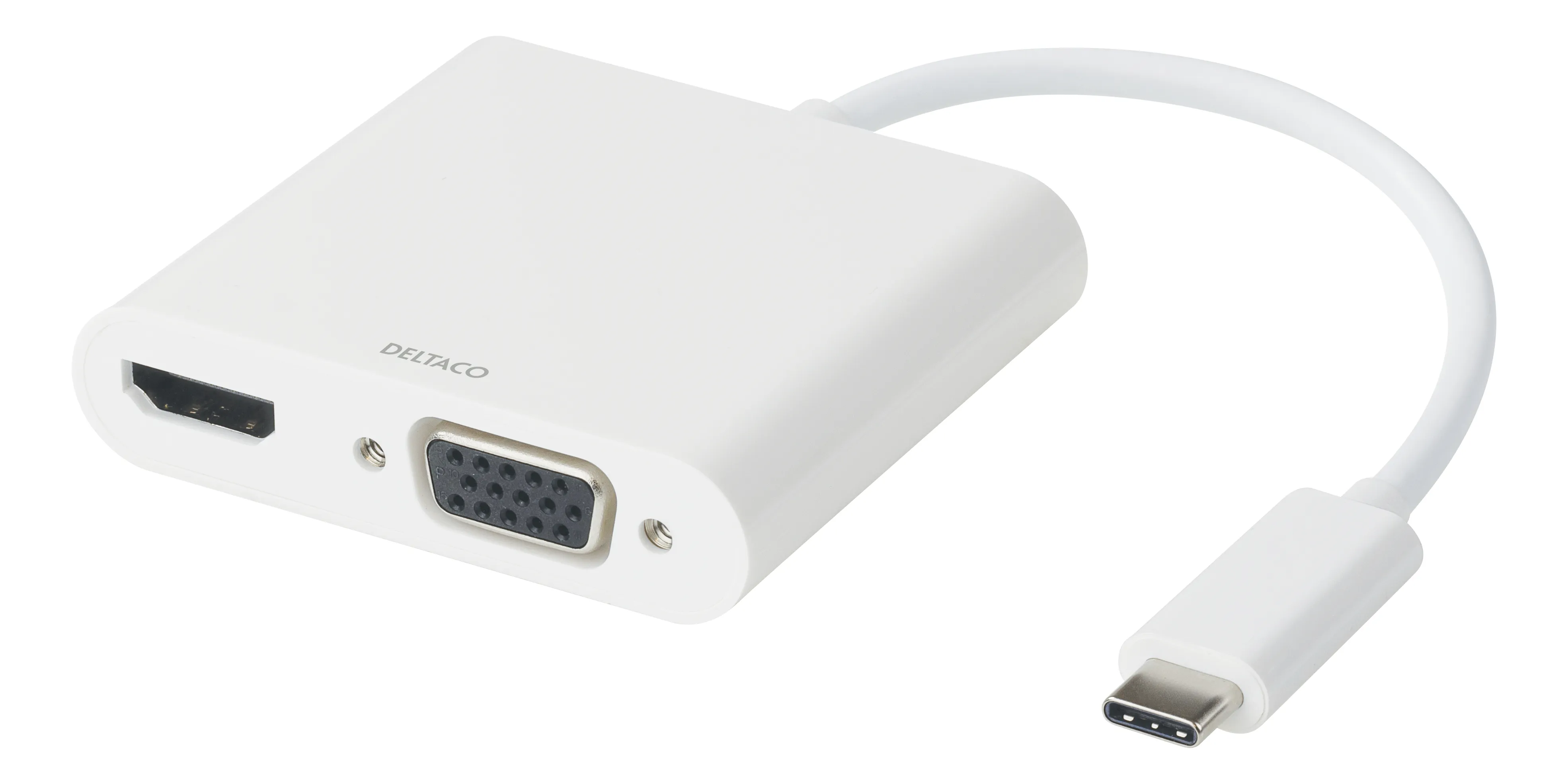 Deltaco USB-C - HDMI, VGA, 100W - adapter