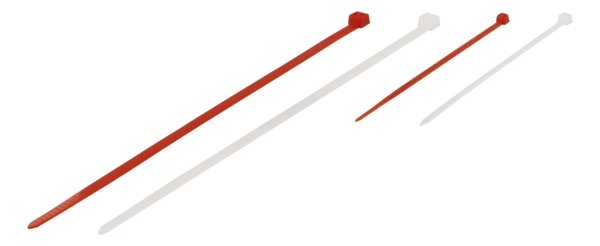 DELTACO nippusiteit&auml;, 100mm &amp; 200mm, 40-pakk., puna/valko