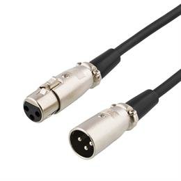 DELTACO XLR-&auml;&auml;nikaapeli, 3-pin ur - 3-pin na, 3m, musta