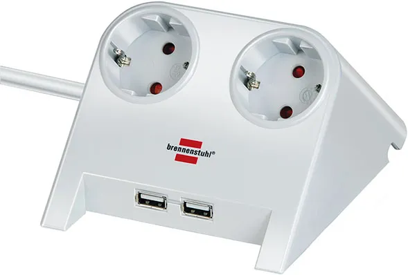 Brennenstuhl Desktoppower 2x virtaliitin + 2x USB-laturi