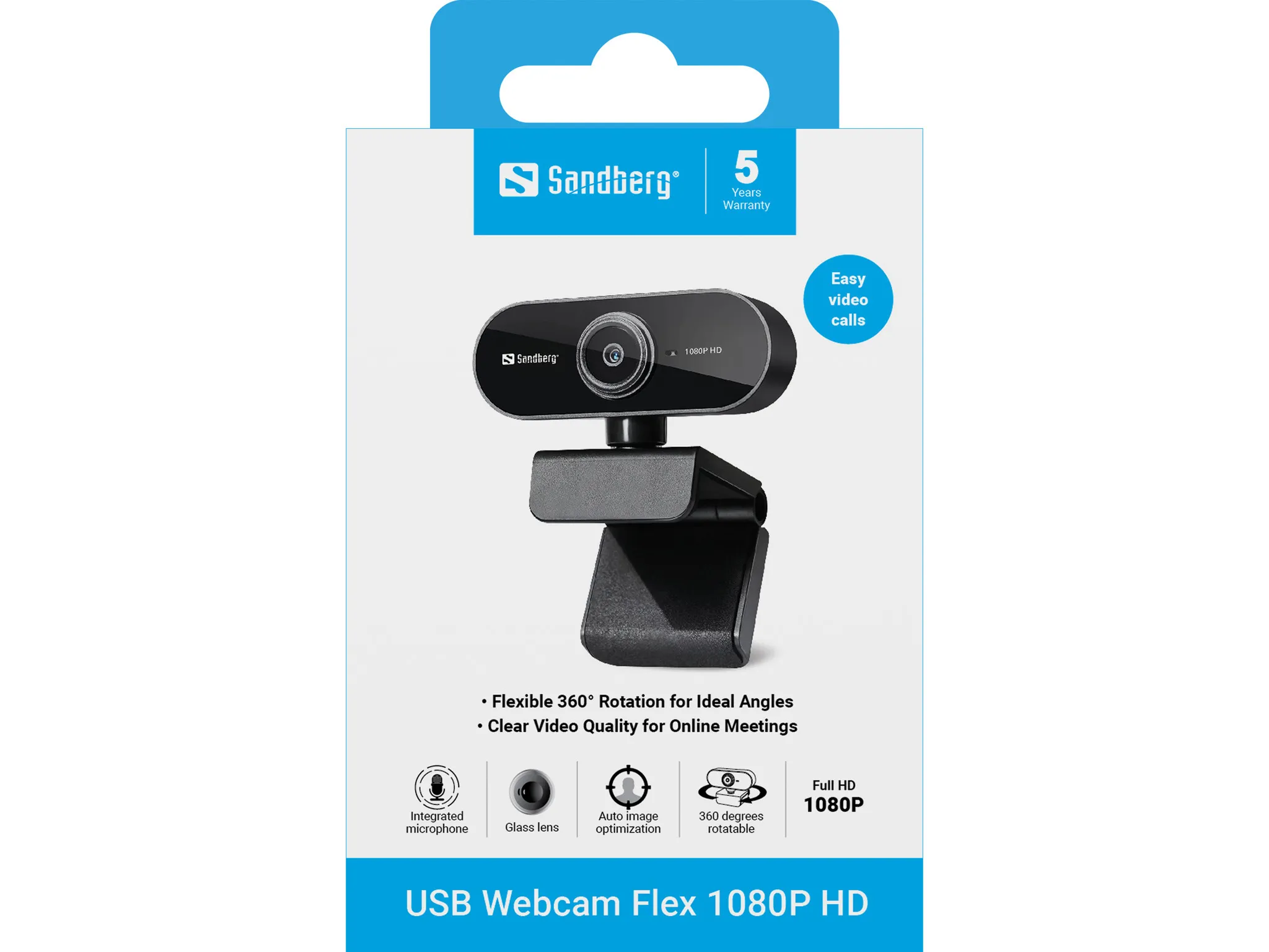 Sandberg Flex Full HD -web-kamera, musta