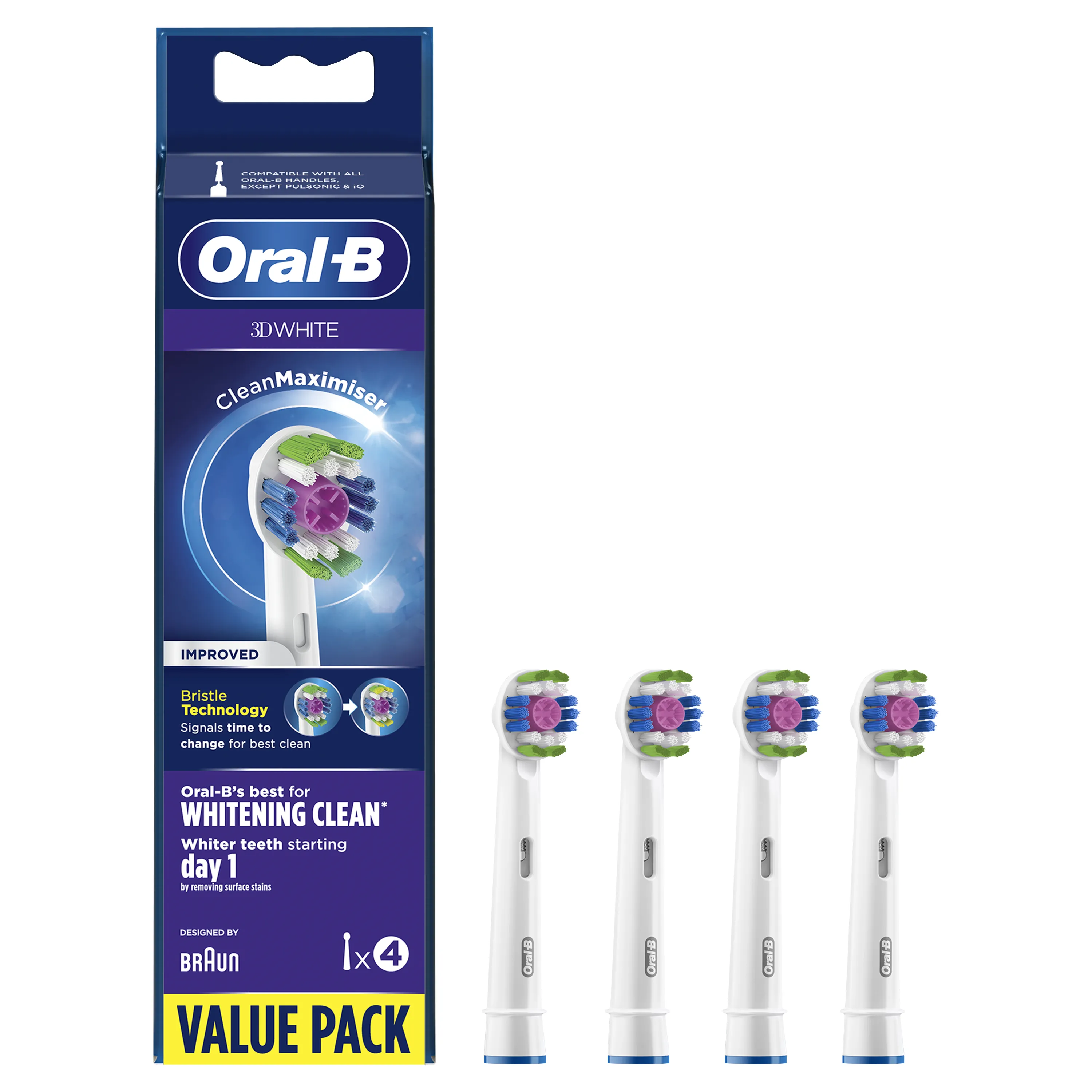 Oral-B 3D White - borsthuvuden, 4 st