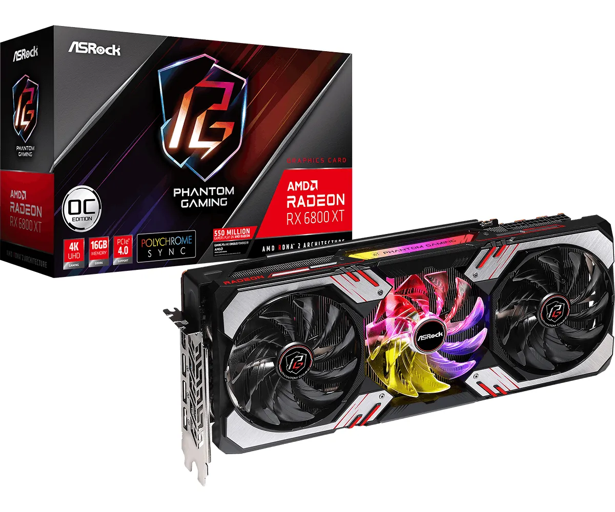 ASRock Radeon RX 6800 XT Phantom Gaming OC 16 Gt -näytönohjain