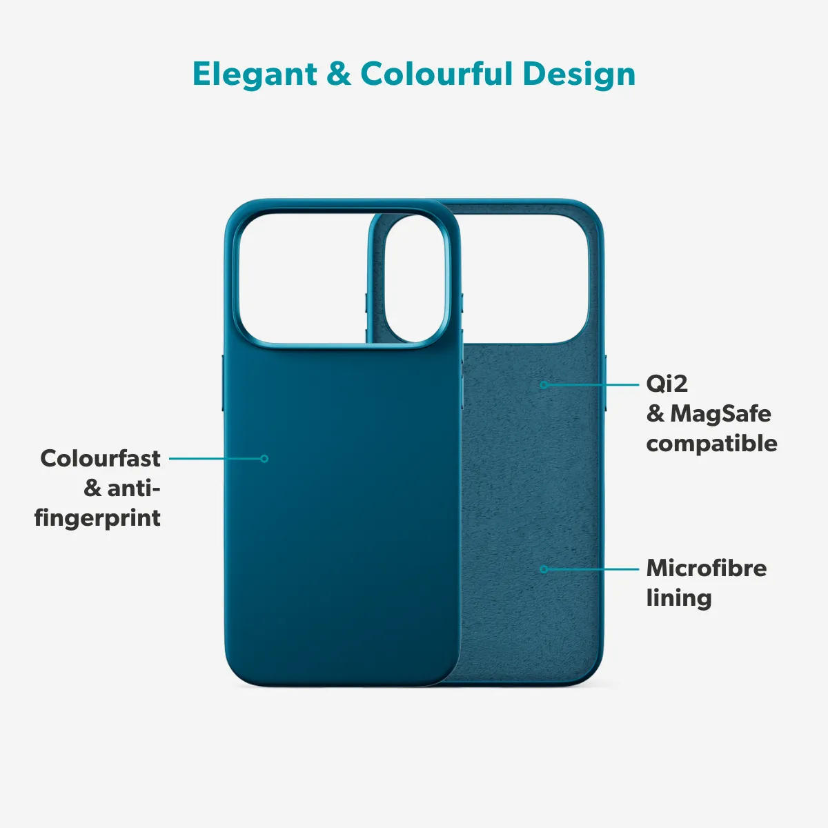 Epico Silicone Pro Mag+ Case iPhone 17 Pro Qi2  &amp;  MagSafe Compatible, Petrol Blue