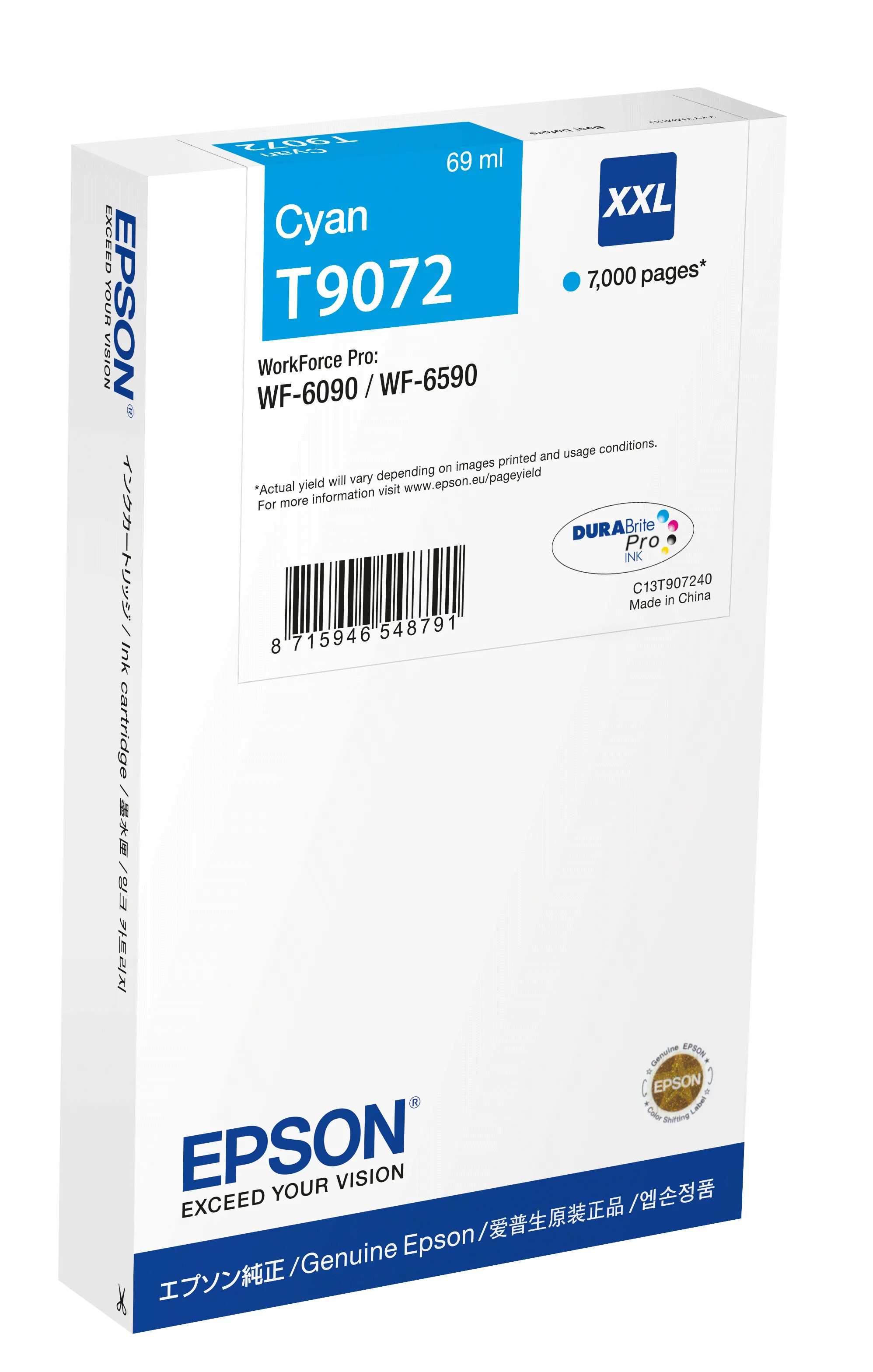 Epson C13T90724N XXL-mustekasetti, 69 ml, syaani