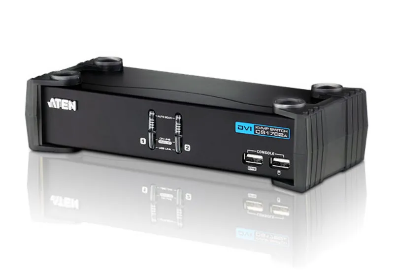 ATEN KVM-switch, 1 konsol styr 2 datorer, DVI/USB, 2 extra USB-portar