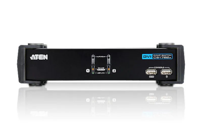 ATEN KVM-switch, 1 konsol styr 2 datorer, DVI/USB, 2 extra USB-portar