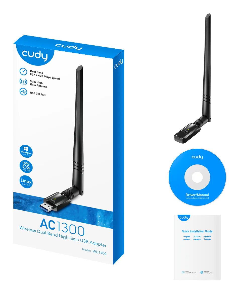 Cudy AC1300 Dual Band High Gain Wireless USB-adapter