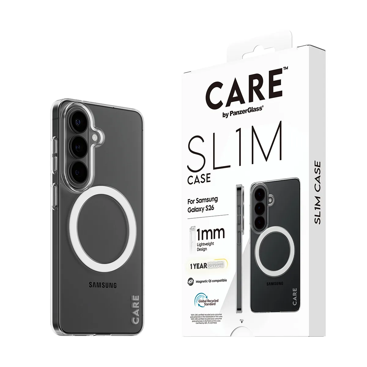 PanzerGlass CARE SL1M Case for Galaxy S26, Transparent