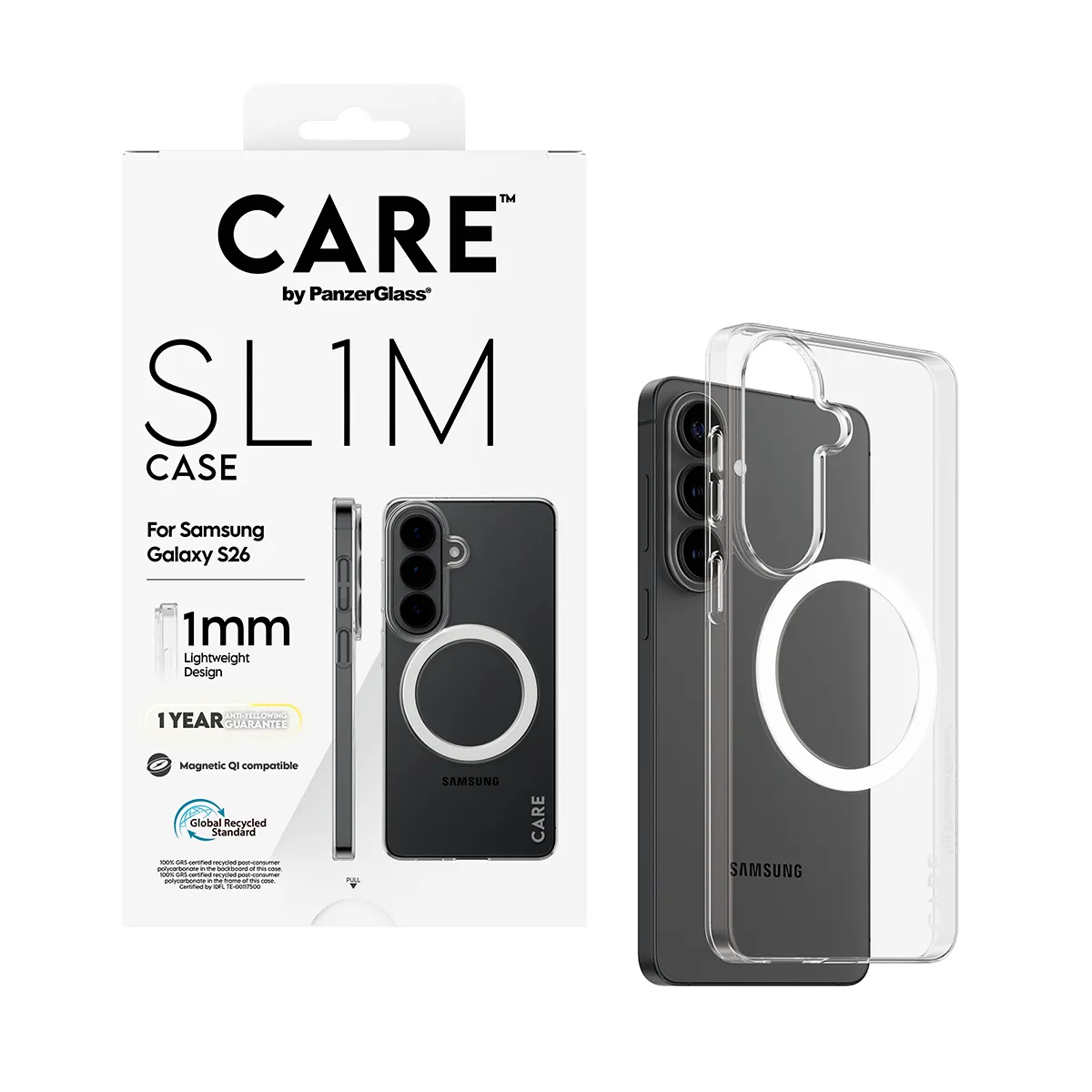 PanzerGlass CARE SL1M Case for Galaxy S26, Transparent