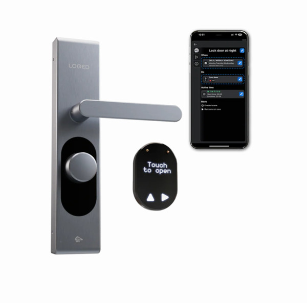 Shelly LOQED Touch Smart Lock - smartl&aring;s med Bluetooth och Wi-Fi, rostfritt st&aring;l