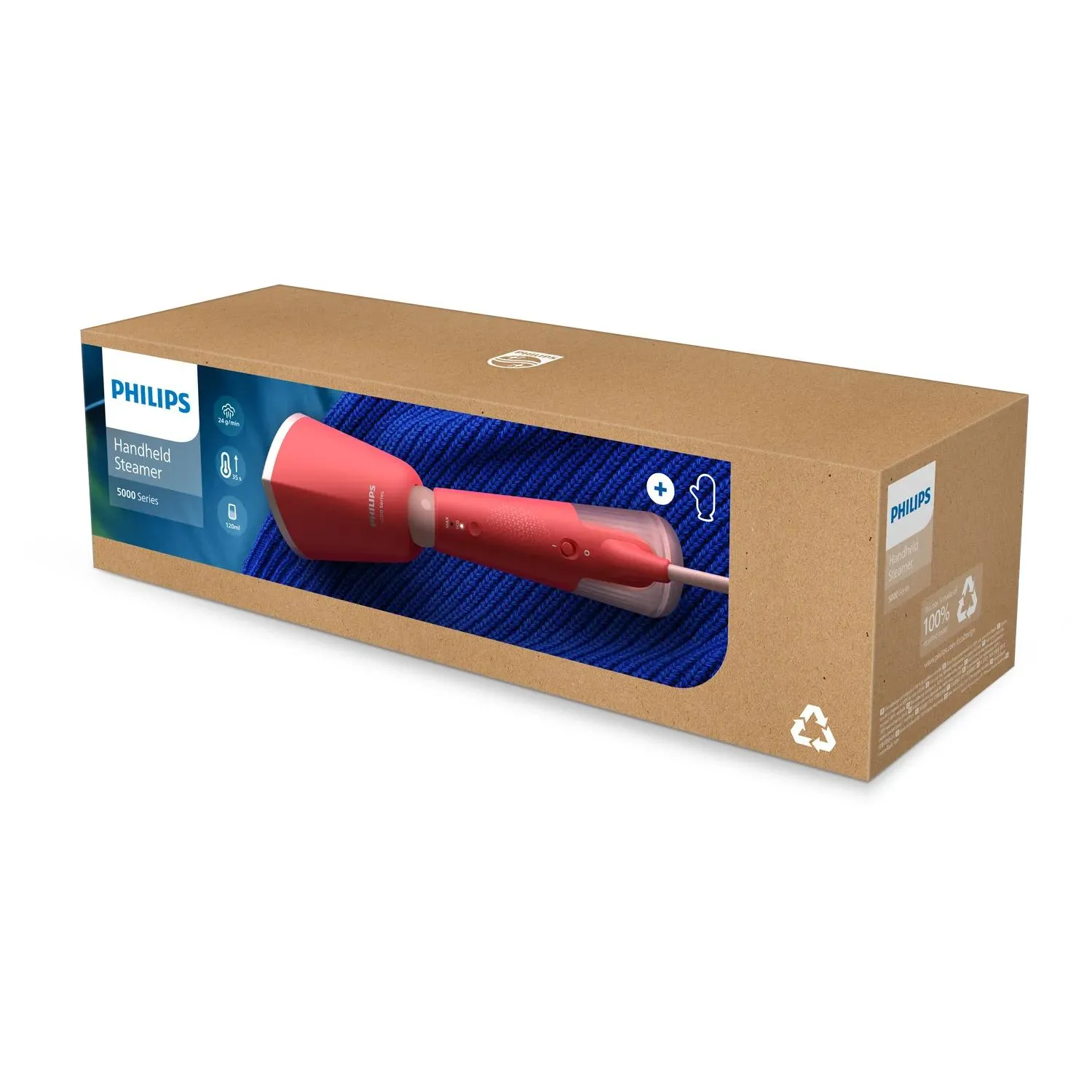 Philips STH5020/40 Handheld Steamer, 1400W, 0.12L, Coral Red