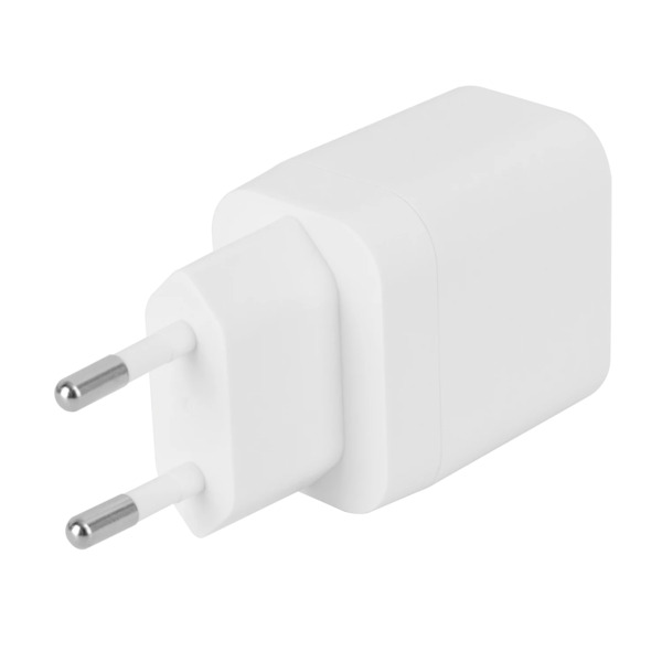 Deltaco 1x USB-A 18 W, 1x USB-C PD 20 W USB - laddare, vit