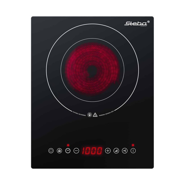 STEBA HK 30 Freestanding Electric Glass-Ceramic Hot Plate, 2 zones, Black / Stainless steel
