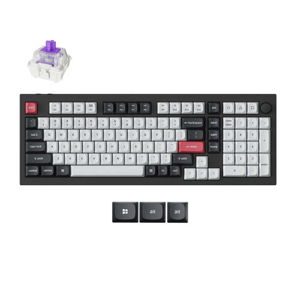 Keychron Q5 HE 96% Knob -langaton mekaaninen pelin&auml;pp&auml;imist&ouml;, Gateron Double-Rail Magnetic, musta
