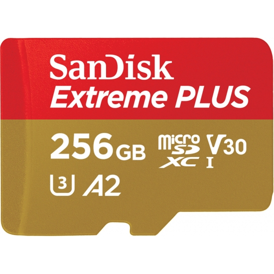SanDisk Extreme Plus 256 GB MicroSDXC - minneskort + SD adapter