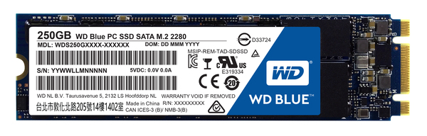 WD Blue PC / M.2 2280 / 250 GB SSD / R 540 MB/s / W  500 MB/s - SSD
