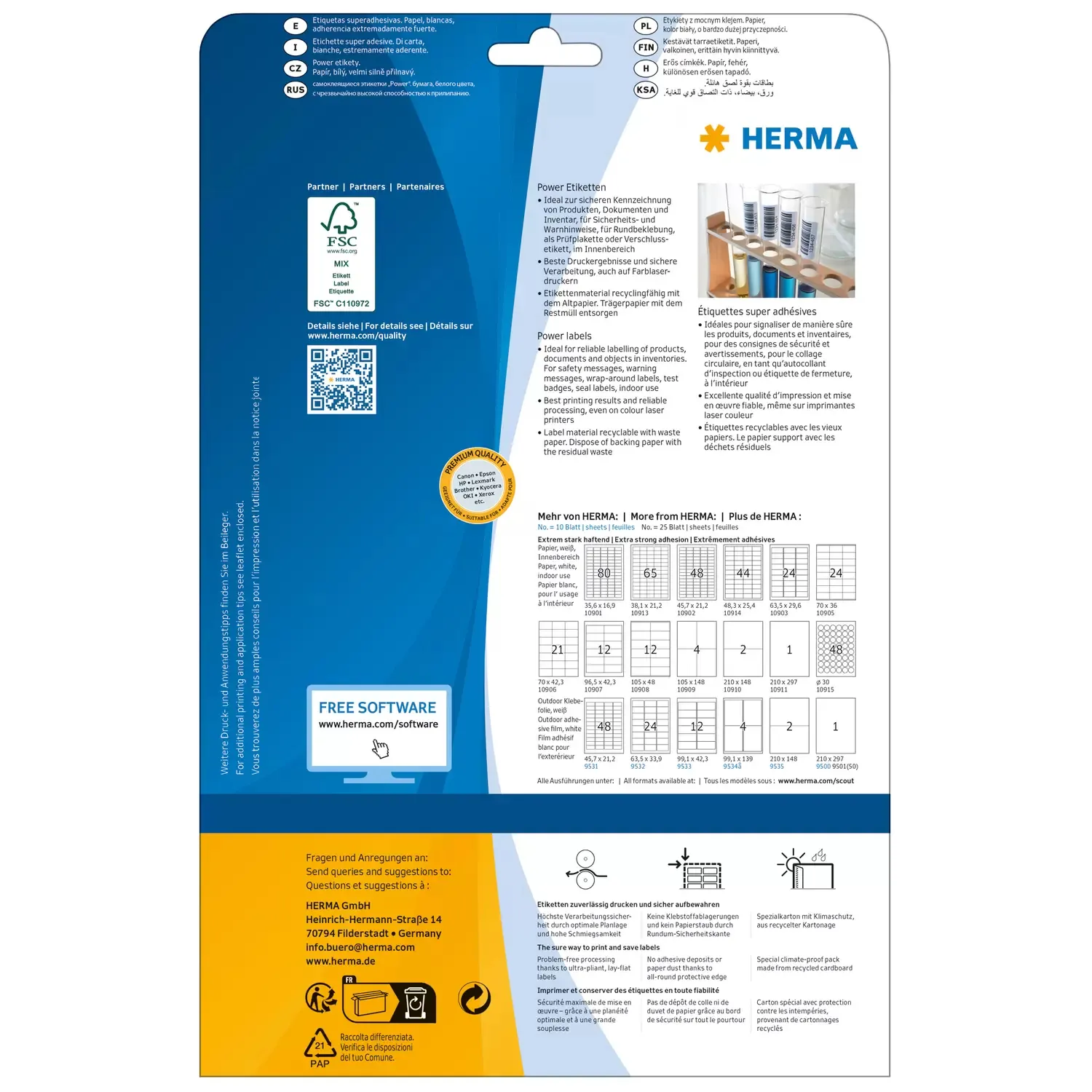 Herma label extremely strong 35,6x16,9 (2000)