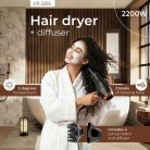ADLER Camry CR 2255 2000 W -hiustenkuivaaja, musta/kulta