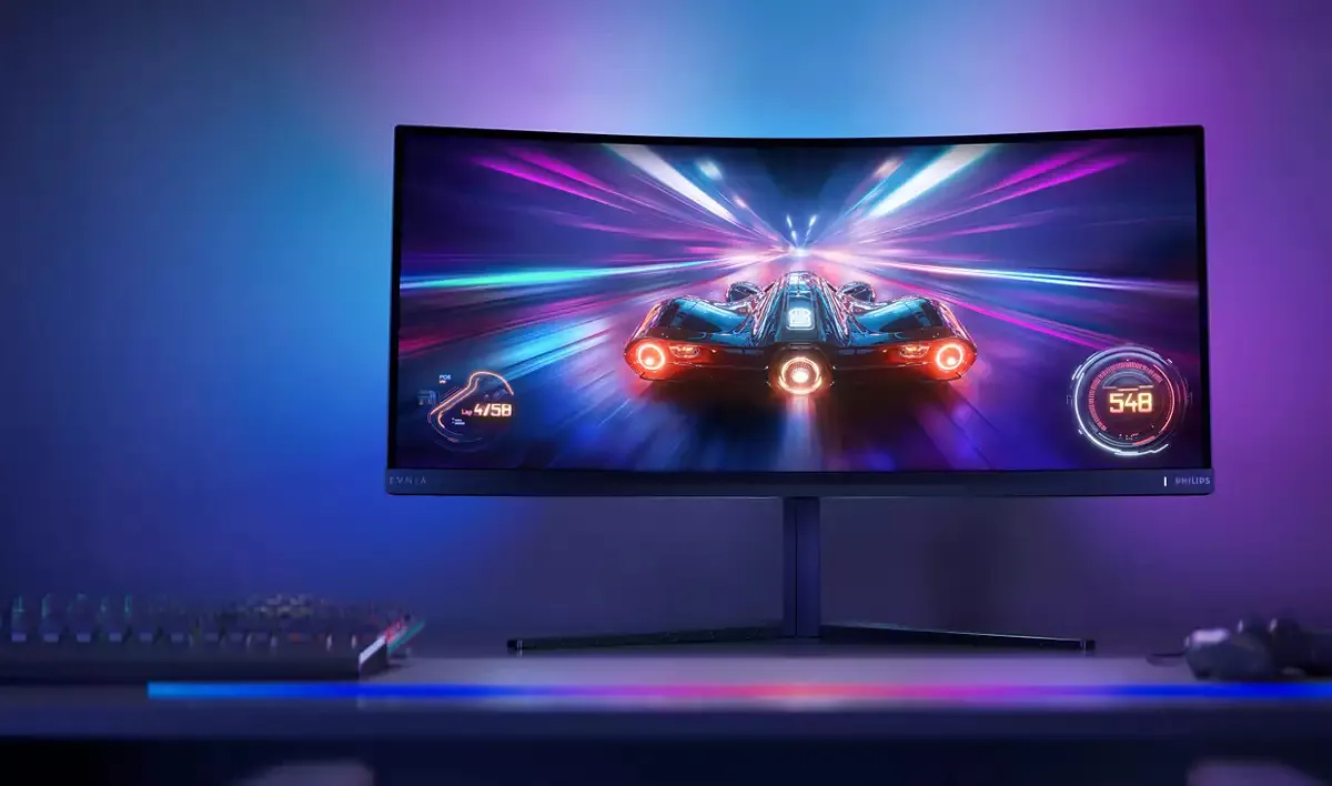 Philips Evnia 6000 34M2C6500 34" WQHD, OLED/QD OLED, HDR, 175Hz -kaareva pelin&auml;ytt&ouml;