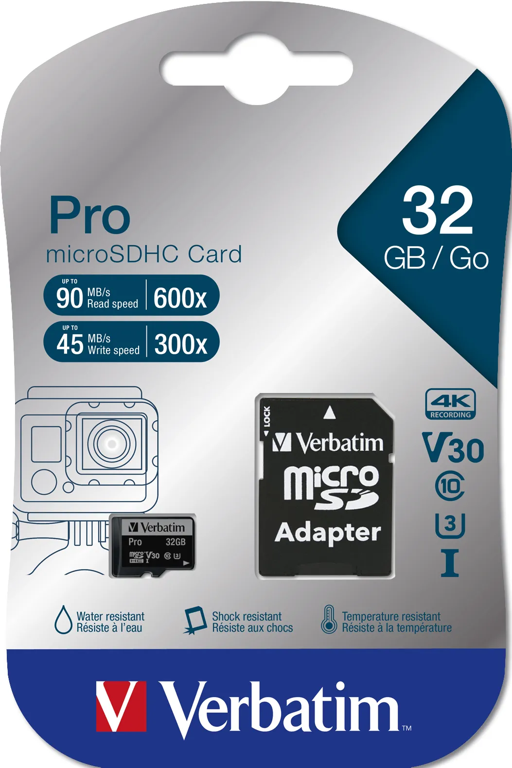 Verbatim Pro 32 Gt MicroSDHC -muistikortti + SD-adapteri